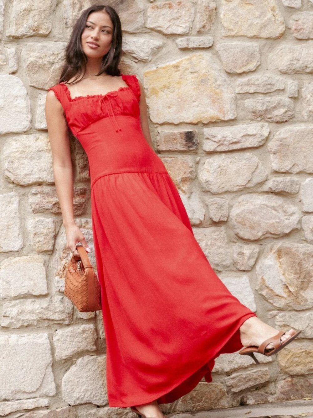 NWT Petal & Pup Joann Midi Dress in Red (Size 6)